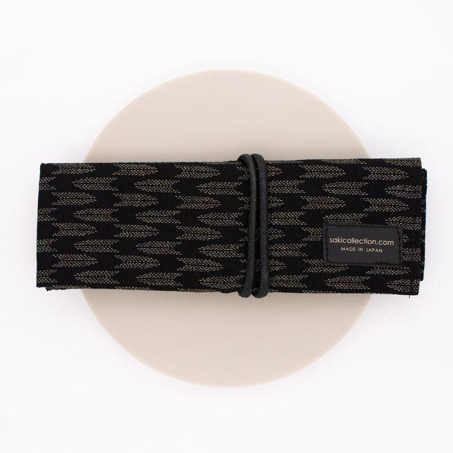 Saki Roll Pen Case with Japanese Fabric Black