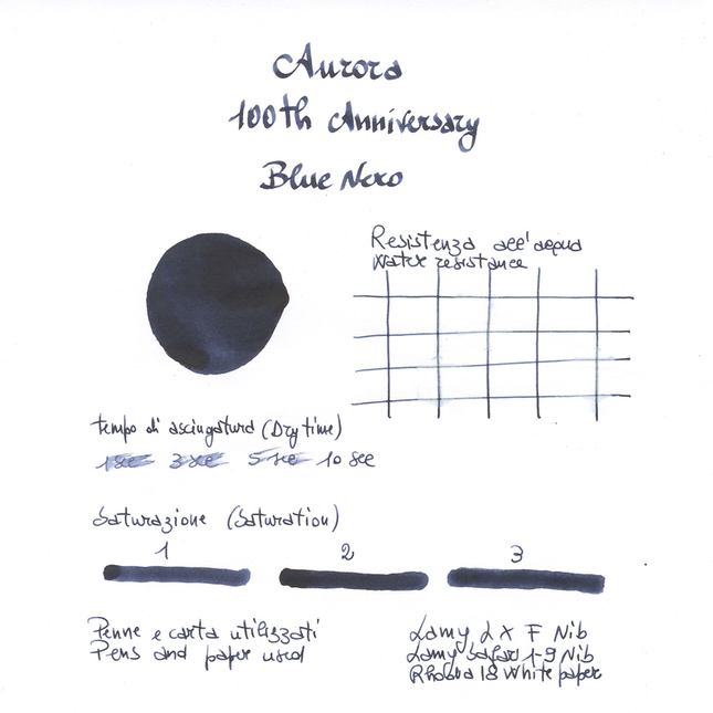 Aurora 100th Anniversary Blue Black Ink Bottle 55 ml Special Edition