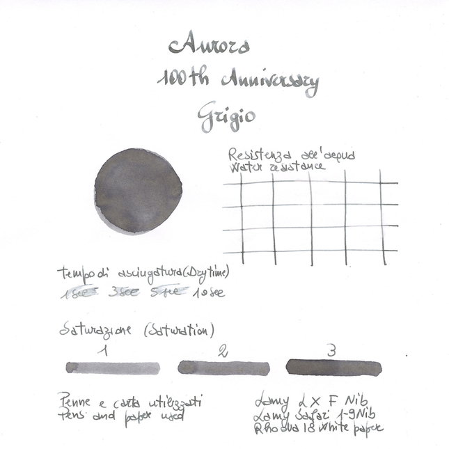 Aurora 100° Anniversario Grigio Inchiostro 55 ml Edizione Speciale