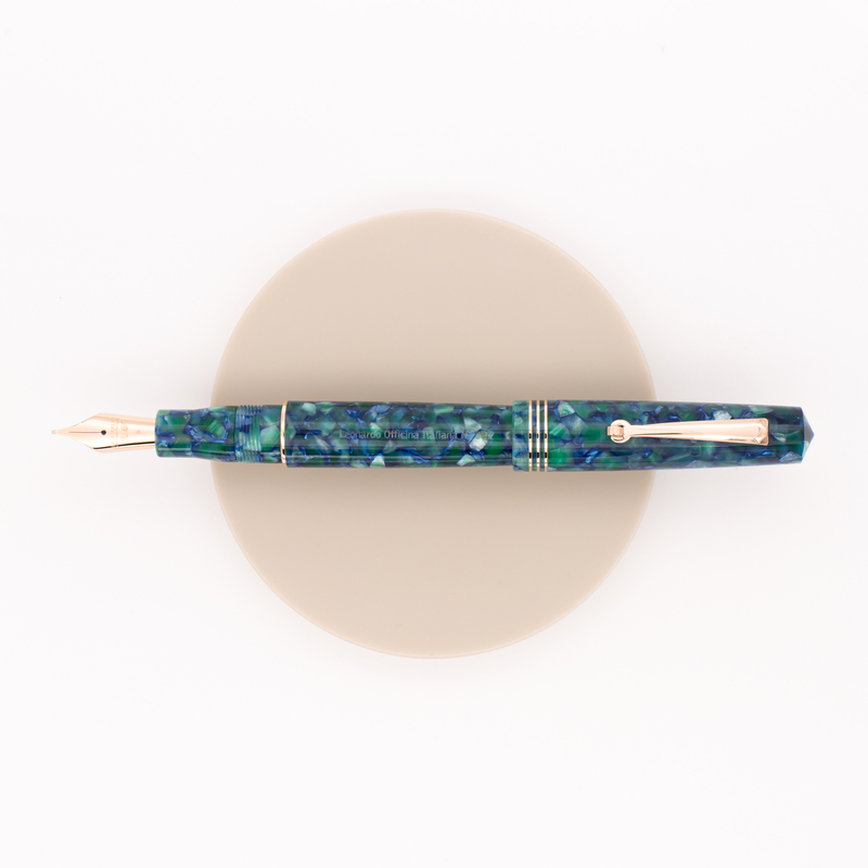 Leonardo Officina Italiana Momento Zero Fountain Pen Green Blue & Rose Gold