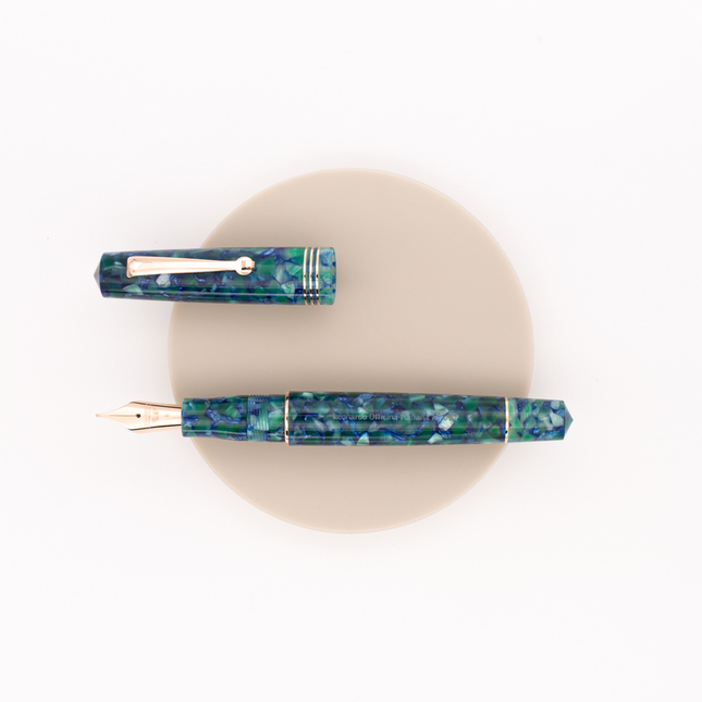 Leonardo Officina Italiana Momento Zero Fountain Pen Green Blue & Rose Gold