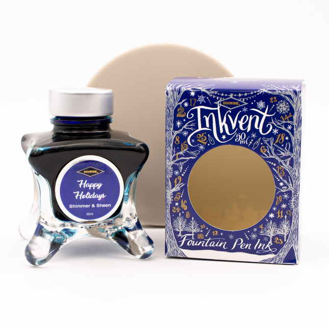 Diamine Inkvent Happy Holidays Ink Bottle 50 ml Blue Edition Shimmer & Sheen