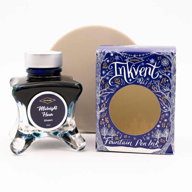 Diamine Inkvent Midnight Hour Ink Bottle 50 ml Blue Edition Sheen