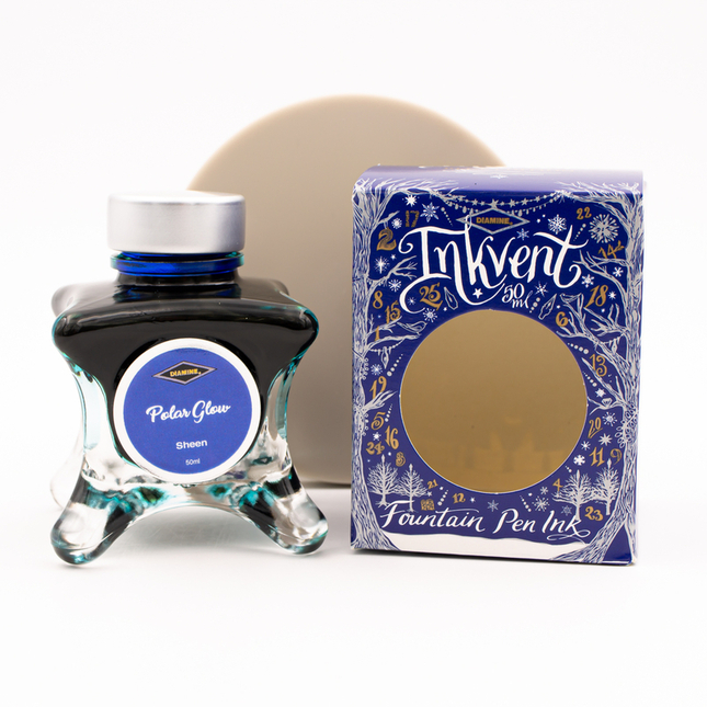 Diamine Inkvent Polar Glow Ink Bottle 50 ml Blue Edition Sheen