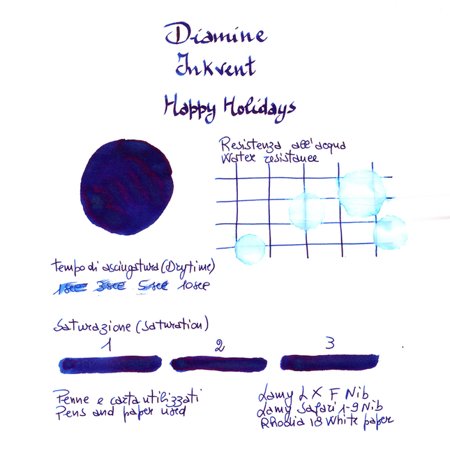 Diamine Inkvent Happy Holidays Ink Bottle 50 ml Blue Edition Shimmer & Sheen
