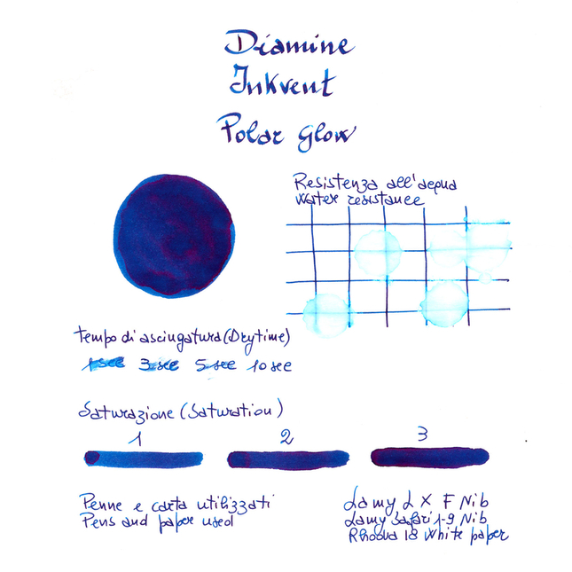Diamine Inkvent Polar Glow Ink Bottle 50 ml Blue Edition Sheen