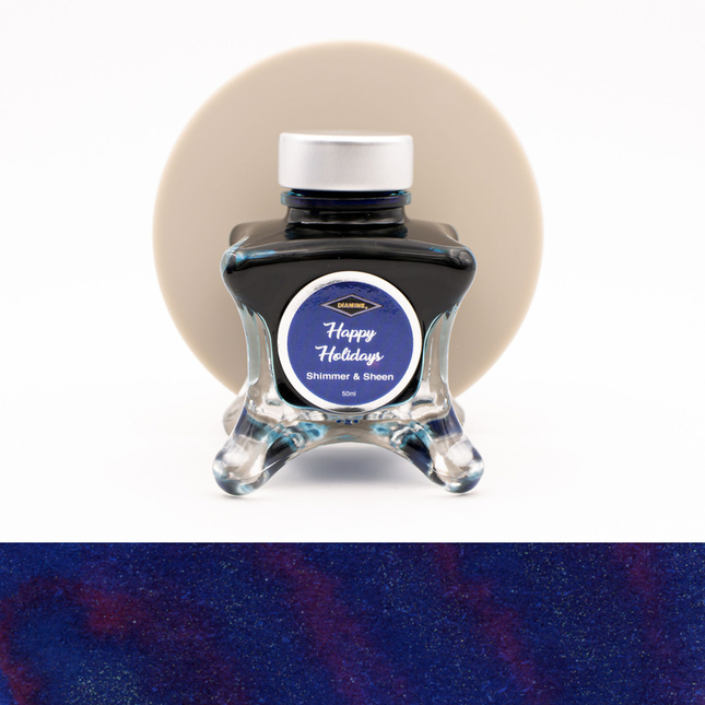Diamine Inkvent Happy Holidays Ink Bottle 50 ml Blue Edition Shimmer & Sheen