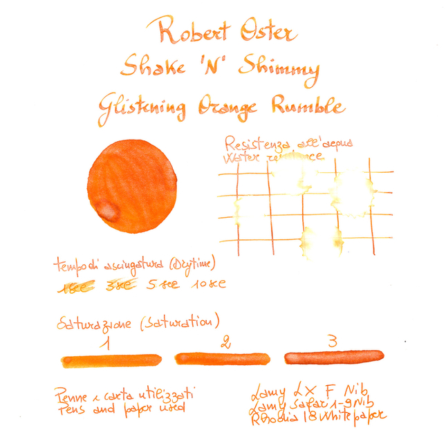 Robert Oster Shake 'N' Shimmy Glistening Orange Rumble Ink Bottle 50 ml