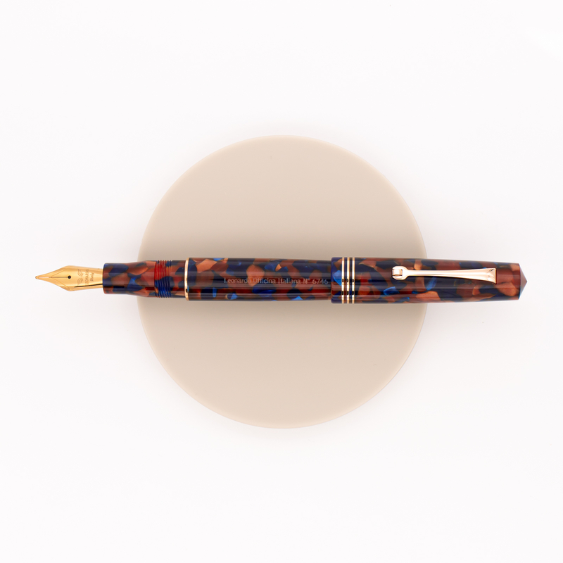 Leonardo Officina Italiana Momento Zero Fountain Pen Pietra Marina & Rose Gold