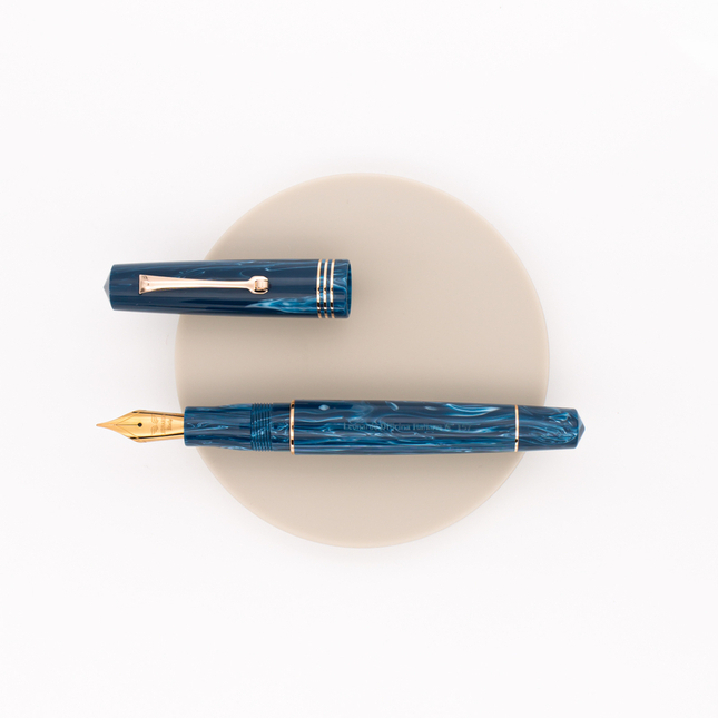 Leonardo Officina Italiana Momento Zero Fountain Pen Positano Blue & Rose Gold