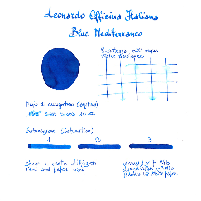 Leonardo Officina Italiana Mediterranean Blue Ink Bottle 40 ml