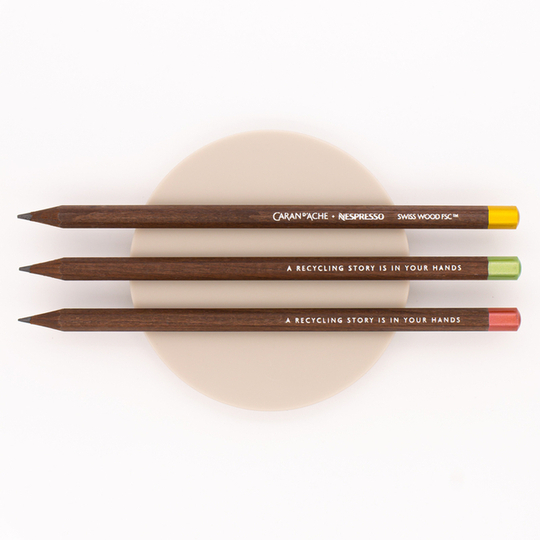 Caran d'Ache Swiss Wood Nespresso Edition 4 Set of 3 Pencils Limited Edition
