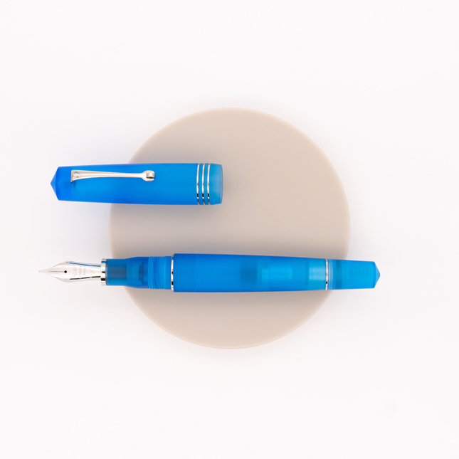 Leonardo Momento Zero Grande Pura Fountain Pen Aqua Blue & Rhodium
