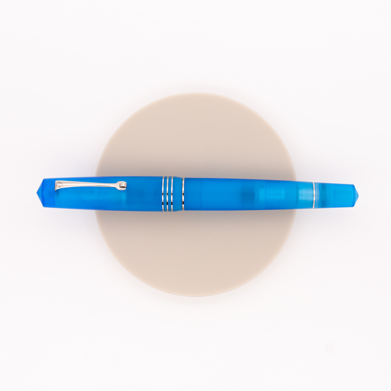 Leonardo Momento Zero Grande Pura Fountain Pen Aqua Blue & Rhodium 14 KT