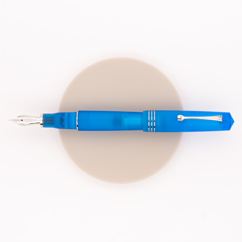 Leonardo Momento Zero Grande Pura Fountain Pen Aqua Blue & Rhodium 14 KT