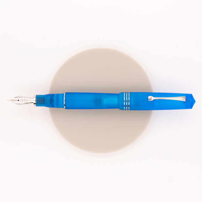 Leonardo Momento Zero Grande Pura Fountain Pen Aqua Blue & Rhodium 14 KT