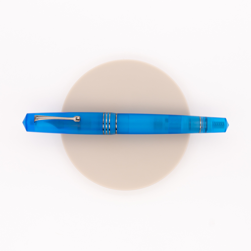 Leonardo Momento Zero Grande Pura Fountain Pen Aqua Blue & Ruthenium 14 KT