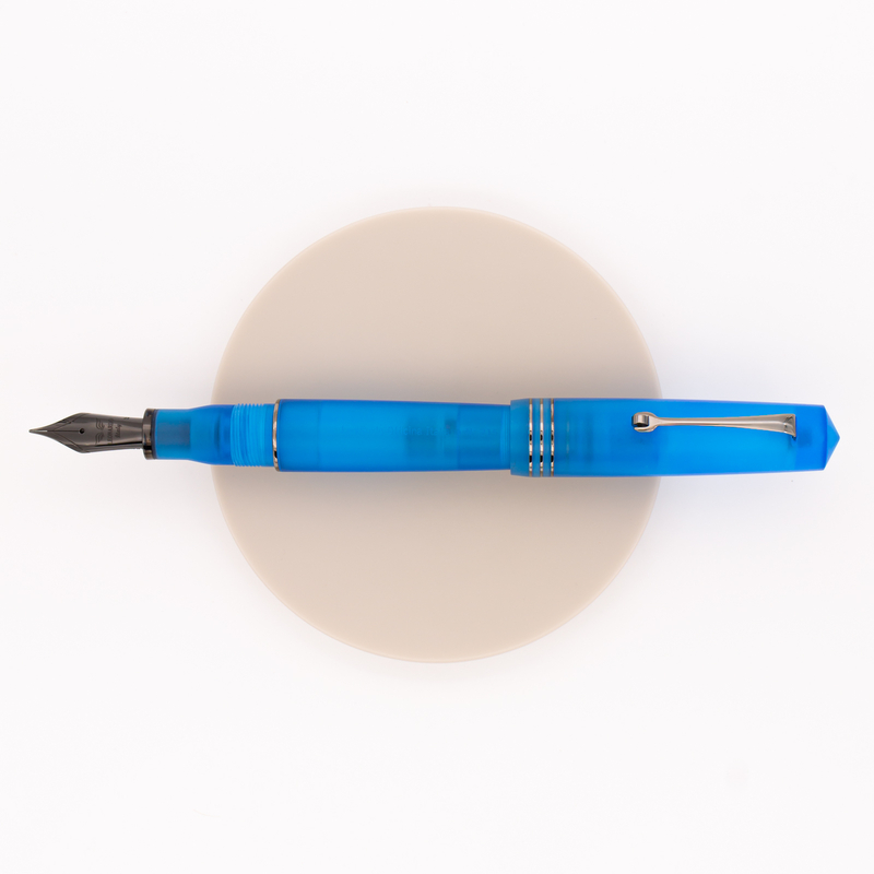 Leonardo Momento Zero Grande Pura Fountain Pen Aqua Blue & Ruthenium 14 KT