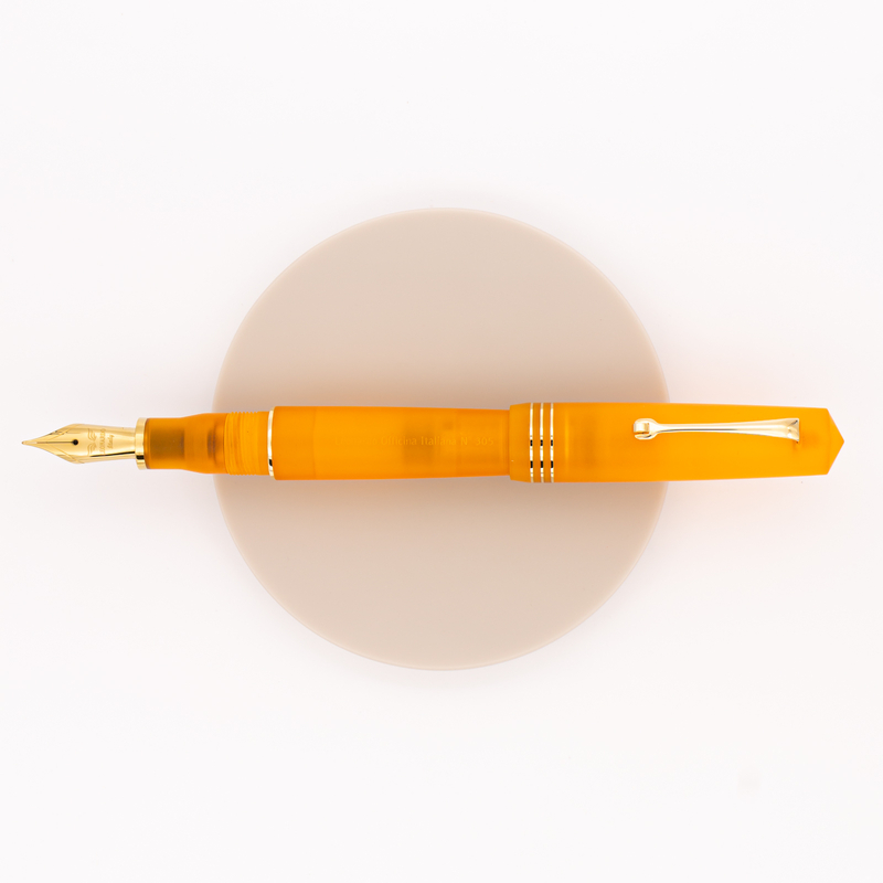 Leonardo Momento Zero Grande Pura Fountain Pen Flame Orange & Gold 14 KT