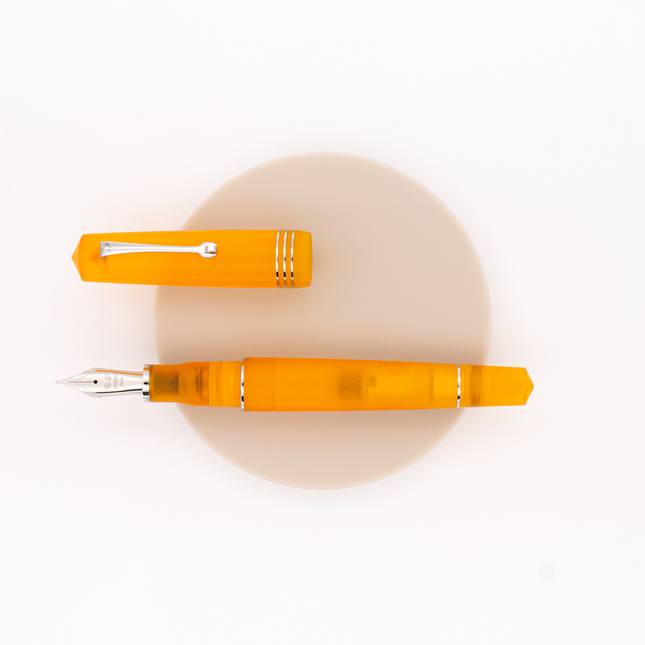 Leonardo Momento Zero Grande Pura Fountain Pen Flame Orange & Rhodium