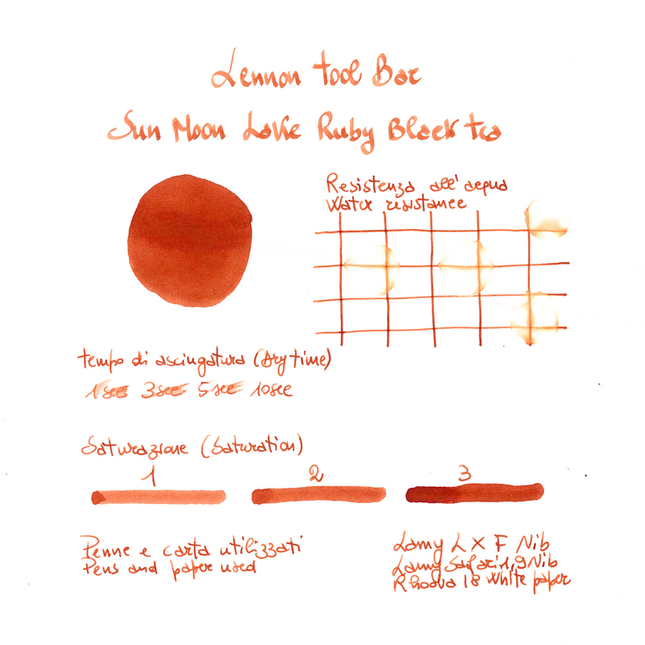 Lennon Tool Bar Sun Moon Lake Ruby Black Tea Ink Bottle 30 ml