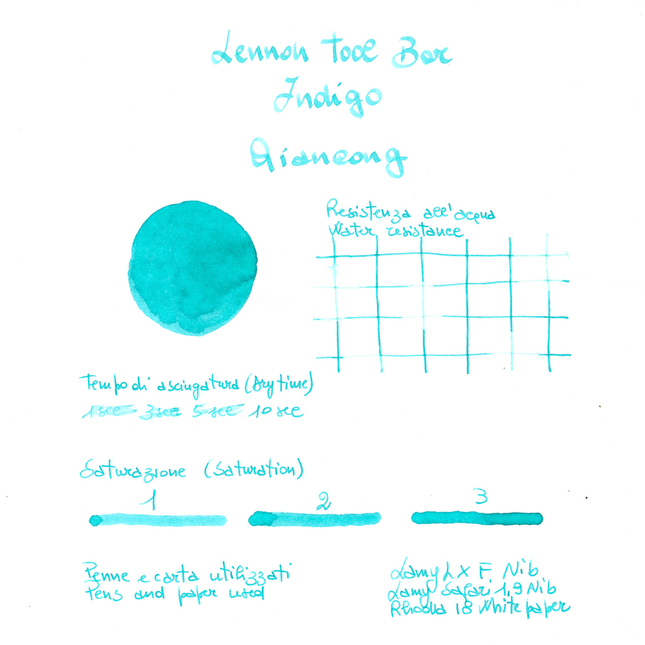 Lennon Tool Bar Indigo Qiancong Inchiostro 30 ml