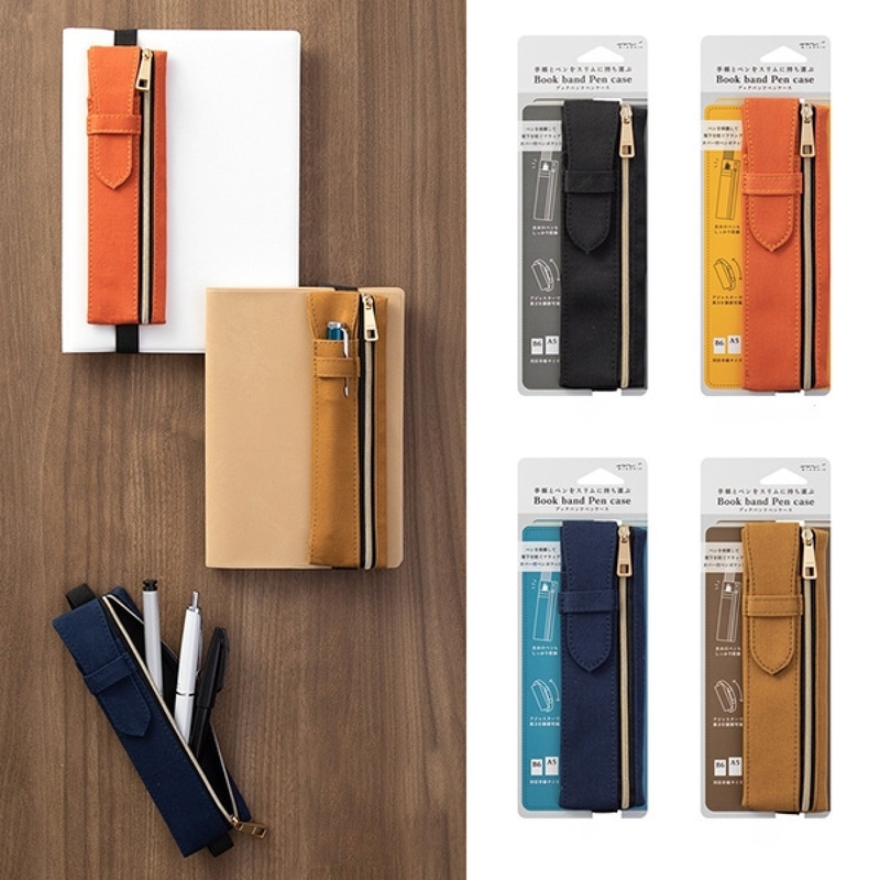 Midori Book Band Pen Case Orange