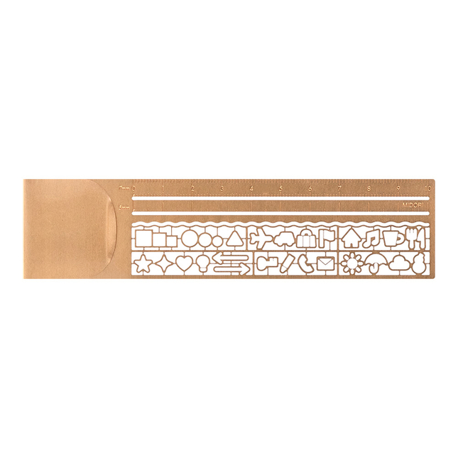 Midori Clip Ruler Segnalibro con Normografo Rame