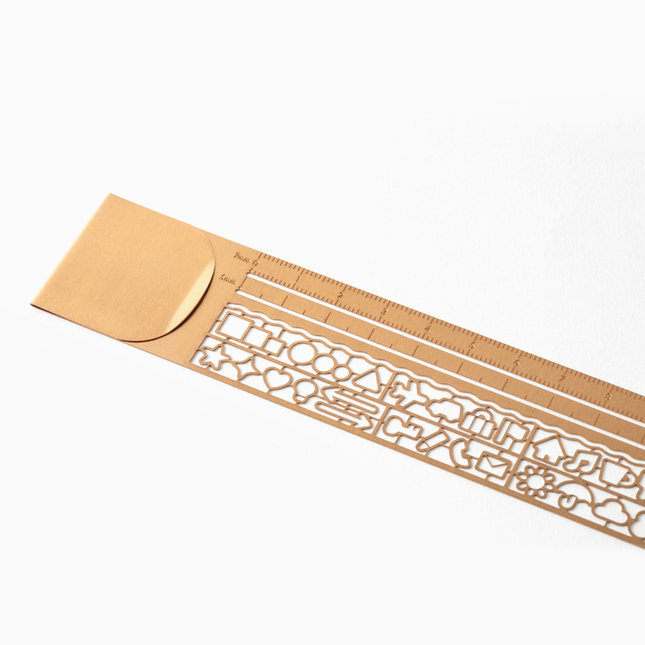 Midori Clip Ruler Segnalibro con Normografo Rame