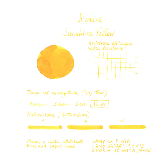Diamine Sunshine Yellow Ink Bottle 30 ml