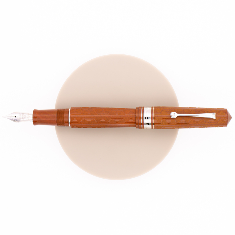 Leonardo Momento Zero Grande Art Déco 2021 Fountain Pen Terracotta & Rhodium Limited Edition Leonardo Momento Zero Grande Art Déco 2021 Fountain Pen Terracotta & Rhodium Limited Edition
