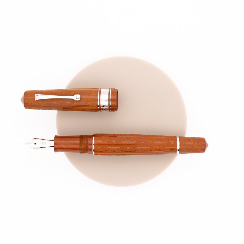 Leonardo Momento Zero Grande Art Déco 2021 Fountain Pen Terracotta & Rhodium Limited Edition Leonardo Momento Zero Grande Art Déco 2021 Fountain Pen Terracotta & Rhodium Limited Edition