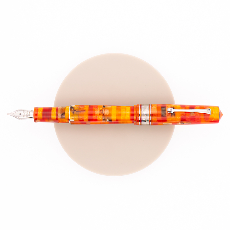 Leonardo Momento Zero Grande Mosaico Fountain Pen Mango & Rhodium Leonardo Momento Zero Grande Mosaico Fountain Pen Mango & Rhodium