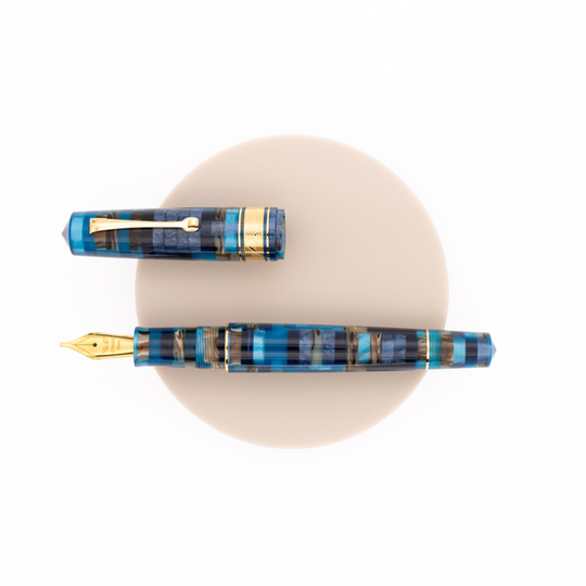 Leonardo Momento Zero Grande Mosaico Fountain Pen Hawaii & Gold 14 KT
