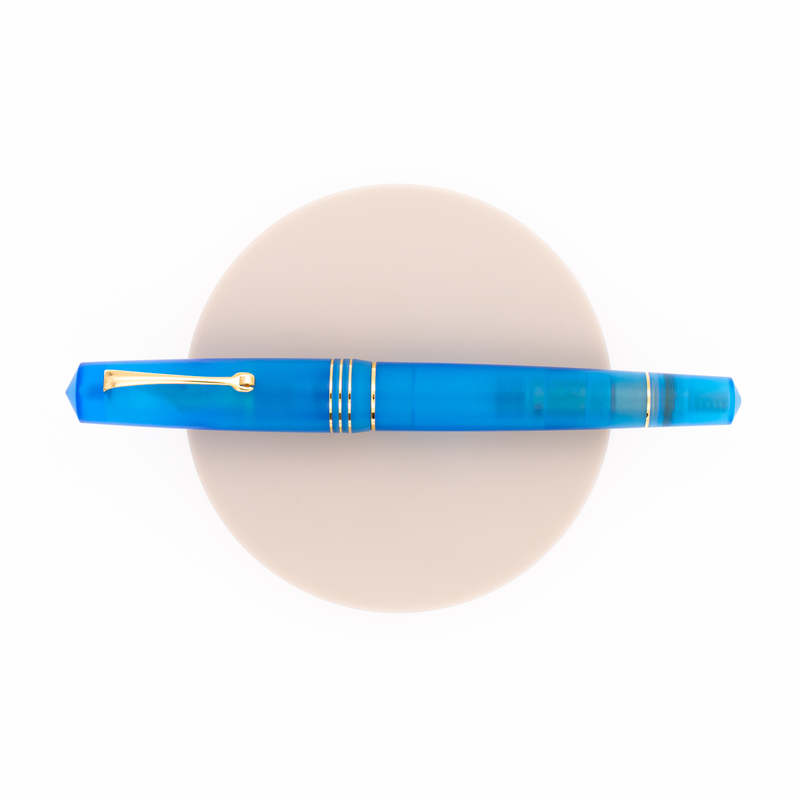 Leonardo Momento Zero Grande Pura Fountain Pen Aqua Blue & Gold 14 KT