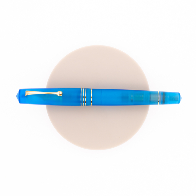 Leonardo Momento Zero Grande Pura Fountain Pen Aqua Blue & Gold 14 KT