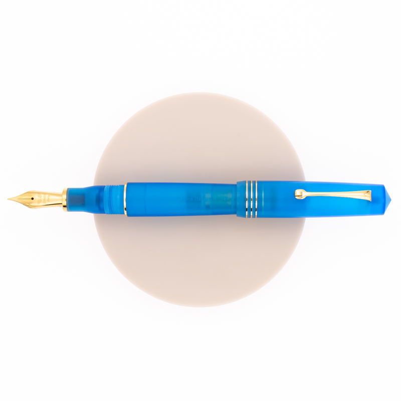 Leonardo Momento Zero Grande Pura Fountain Pen Aqua Blue & Gold 14 KT