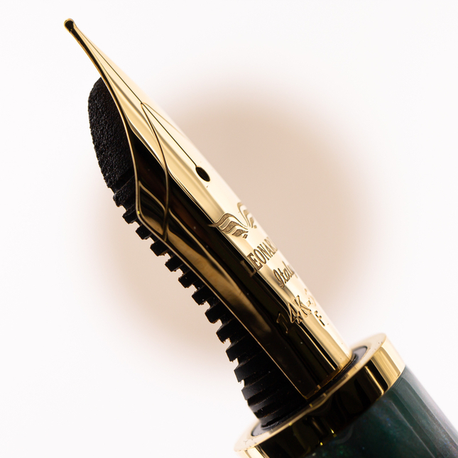 Leonardo Momento Zero Grande Pura Fountain Pen Aqua Blue & Gold 14 KT