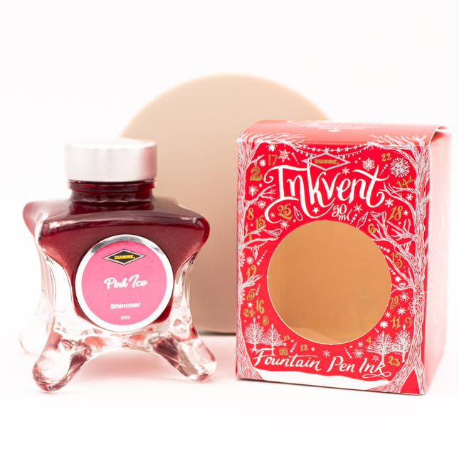 Diamine Inkvent Pink Ice Ink Bottle 50 ml Red Edition Shimmer