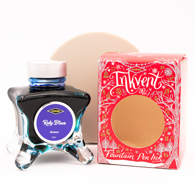 Diamine Inkvent Ruby Blues Ink Bottle 50 ml Red Edition Sheen