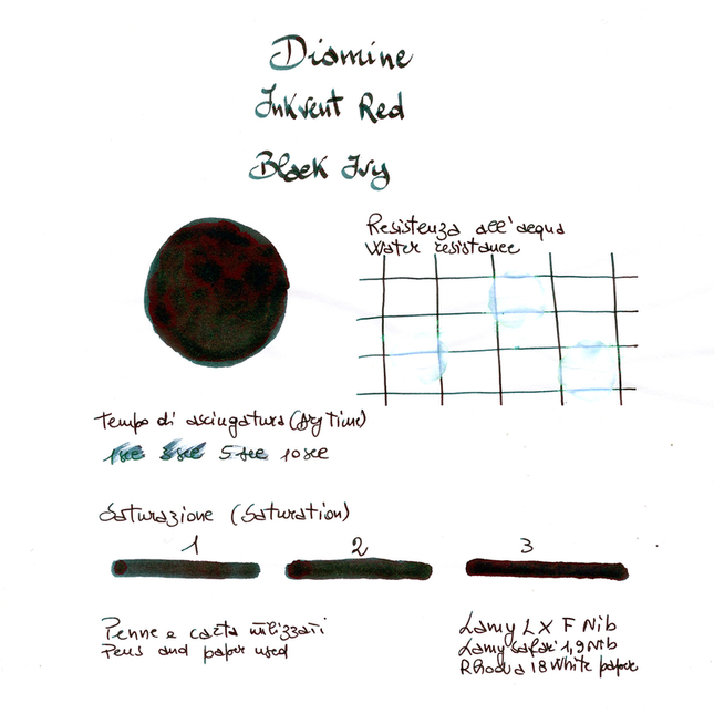 Diamine Inkvent Black Ivy Ink Bottle 50 ml Red Edition Sheen