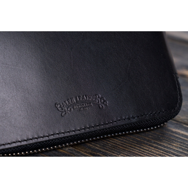 Galen Leather Zippered A5 Notebook Folio Nero