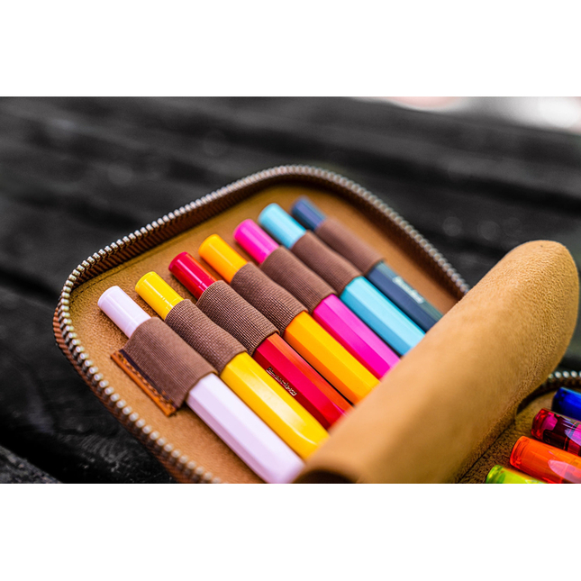 Galen Leather Portapenne in Pelle per Kaweco 14 Posti Crazy Horse Brown
