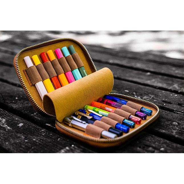Galen Leather Portapenne in Pelle per Kaweco 14 Posti Crazy Horse Brown