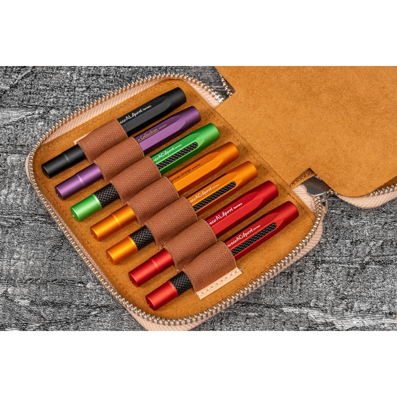 Galen Leather Collector Pen Case for 14 Kaweco Pens Undyed Leather