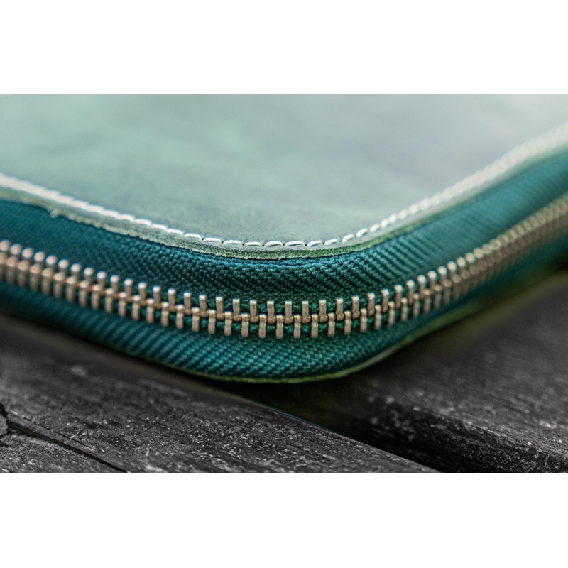 Galen Leather Portapenne in Pelle con Zip 10 Posti Crazy Horse Forest Green