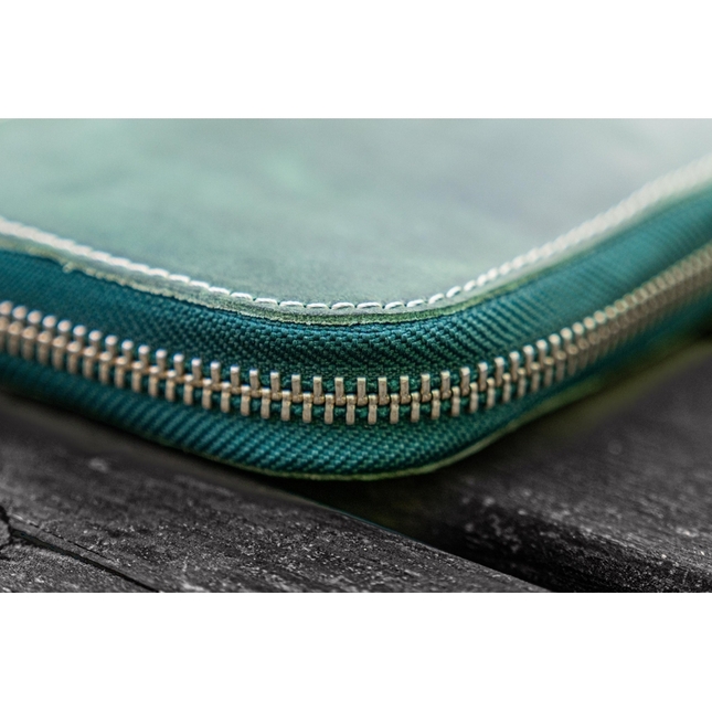 Galen Leather Portapenne in Pelle con Zip 10 Posti Crazy Horse Forest Green
