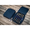 Galen Leather Portapenne in Pelle con Zip 10 Posti Crazy Horse Navy Blue