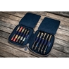 Galen Leather Zippered 10 Slots Pen Case Crazy Horse Navy Blue
