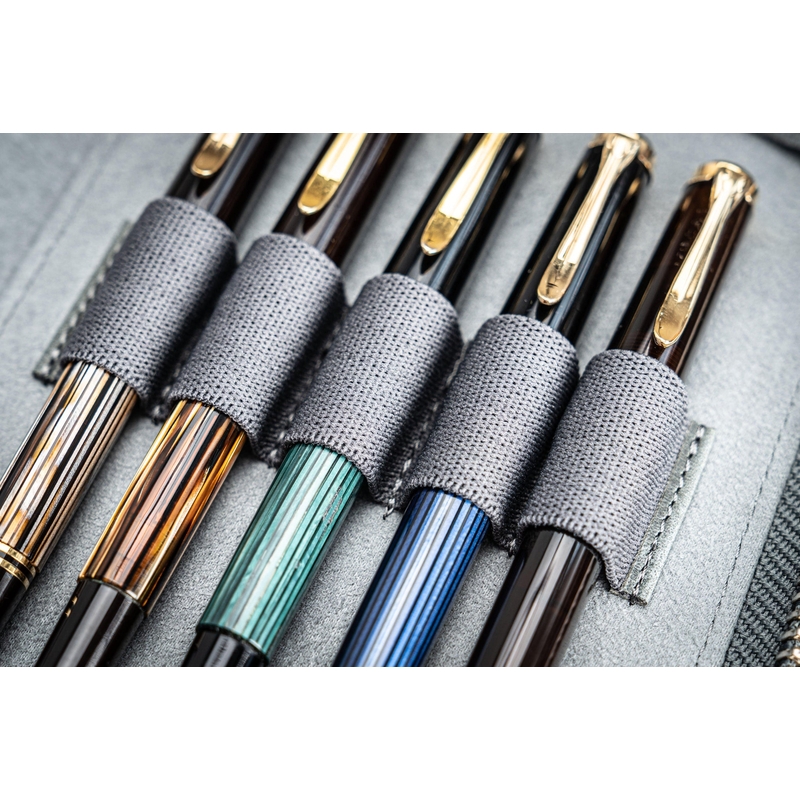 Galen Leather Portapenne in Pelle con Zip 10 Posti Crazy Horse Smoky